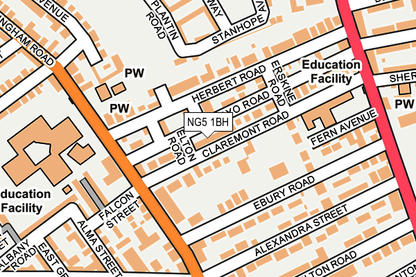 NG5 1BH map - OS OpenMap – Local (Ordnance Survey) NG5 1BH map - OS OpenMap – Local (Ordnance Survey)