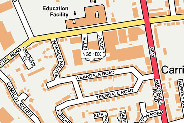NG5 1DX map - OS OpenMap – Local (Ordnance Survey) NG5 1DX map - OS OpenMap – Local (Ordnance Survey)