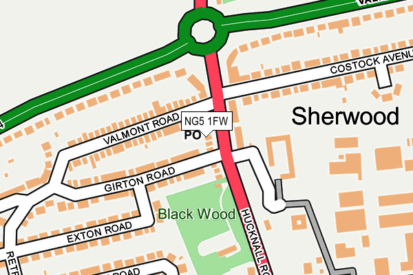 NG5 1FW map - OS OpenMap – Local (Ordnance Survey) NG5 1FW map - OS OpenMap – Local (Ordnance Survey)