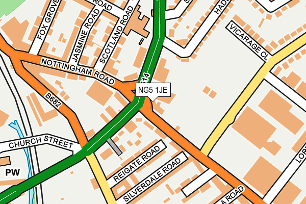NG5 1JE map - OS OpenMap – Local (Ordnance Survey)