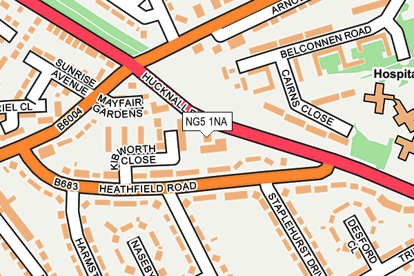 NG5 1NA map - OS OpenMap – Local (Ordnance Survey) NG5 1NA map - OS OpenMap – Local (Ordnance Survey)