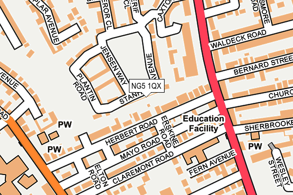NG5 1QX map - OS OpenMap – Local (Ordnance Survey) NG5 1QX map - OS OpenMap – Local (Ordnance Survey)