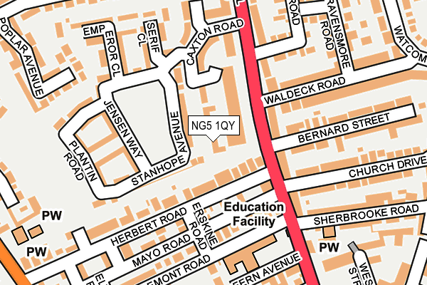 NG5 1QY map - OS OpenMap – Local (Ordnance Survey) NG5 1QY map - OS OpenMap – Local (Ordnance Survey)