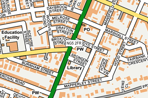 NG5 2FR map - OS OpenMap – Local (Ordnance Survey) NG5 2FR map - OS OpenMap – Local (Ordnance Survey)