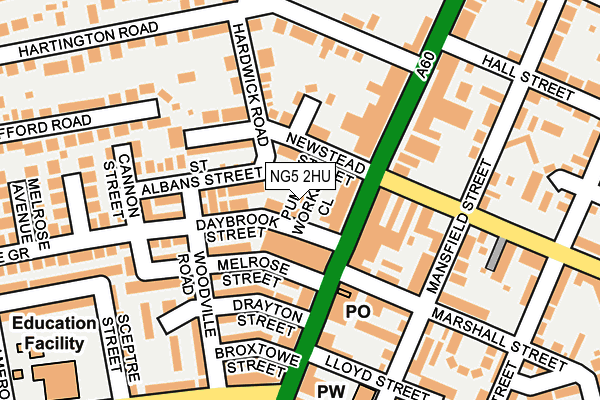 NG5 2HU map - OS OpenMap – Local (Ordnance Survey) NG5 2HU map - OS OpenMap – Local (Ordnance Survey)