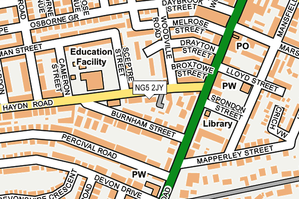 NG5 2JY map - OS OpenMap – Local (Ordnance Survey) NG5 2JY map - OS OpenMap – Local (Ordnance Survey)