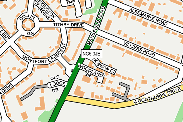 NG5 3JE map - OS OpenMap – Local (Ordnance Survey) NG5 3JE map - OS OpenMap – Local (Ordnance Survey)