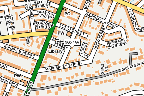 NG5 4AA map - OS OpenMap – Local (Ordnance Survey) NG5 4AA map - OS OpenMap – Local (Ordnance Survey)