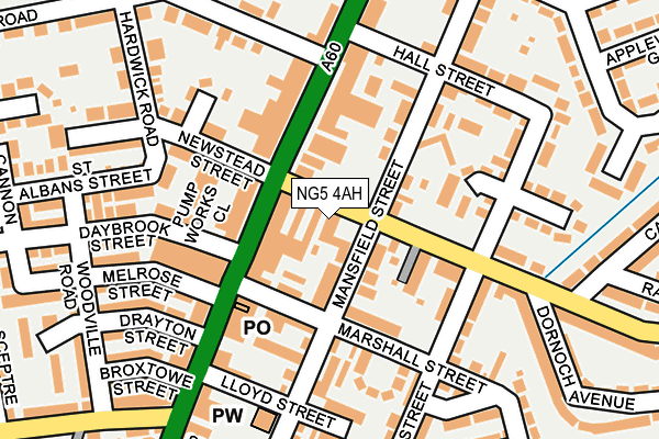 NG5 4AH map - OS OpenMap – Local (Ordnance Survey) NG5 4AH map - OS OpenMap – Local (Ordnance Survey)