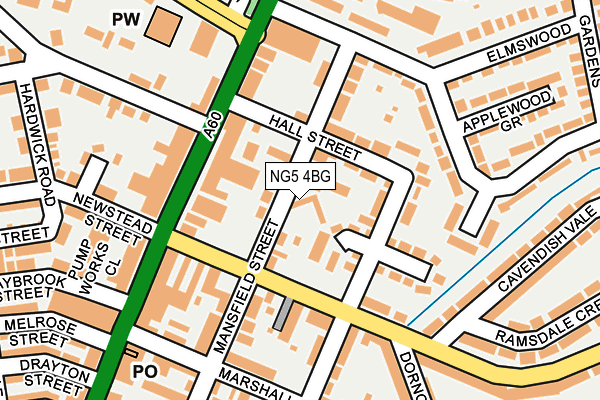 NG5 4BG map - OS OpenMap – Local (Ordnance Survey) NG5 4BG map - OS OpenMap – Local (Ordnance Survey)