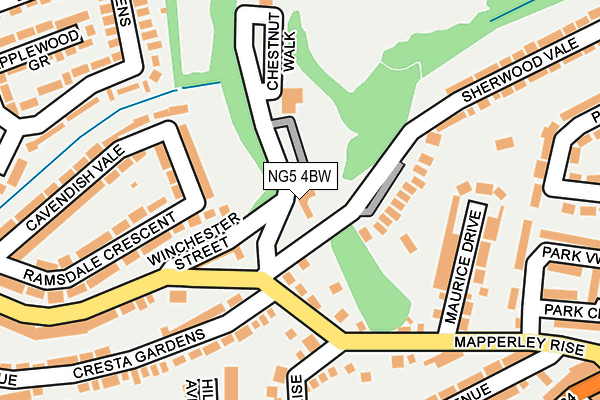 NG5 4BW map - OS OpenMap – Local (Ordnance Survey) NG5 4BW map - OS OpenMap – Local (Ordnance Survey)