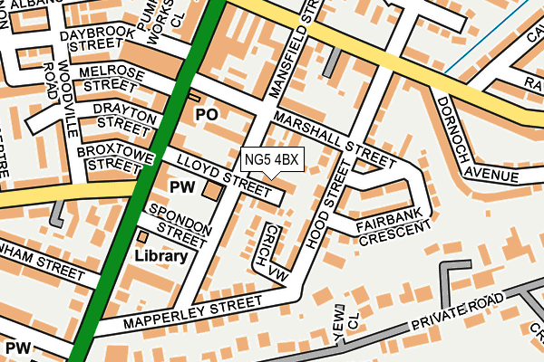 NG5 4BX map - OS OpenMap – Local (Ordnance Survey) NG5 4BX map - OS OpenMap – Local (Ordnance Survey)