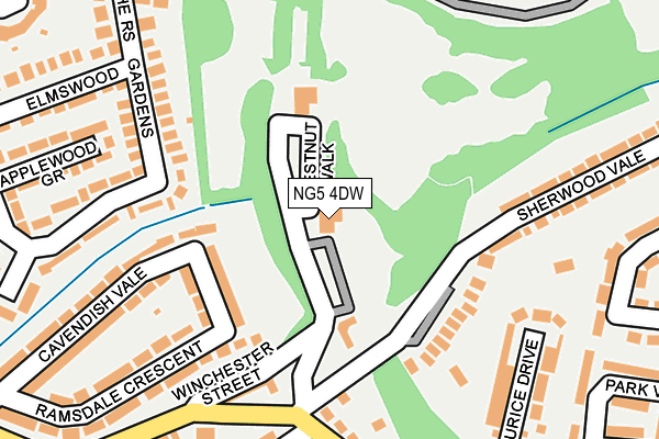 NG5 4DW map - OS OpenMap – Local (Ordnance Survey) NG5 4DW map - OS OpenMap – Local (Ordnance Survey)