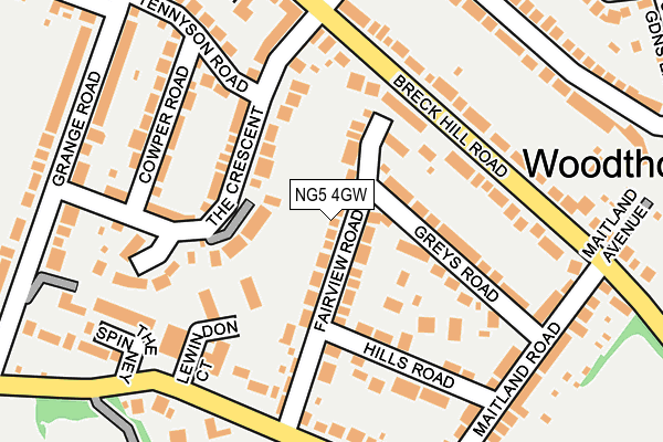 NG5 4GW map - OS OpenMap – Local (Ordnance Survey) NG5 4GW map - OS OpenMap – Local (Ordnance Survey)