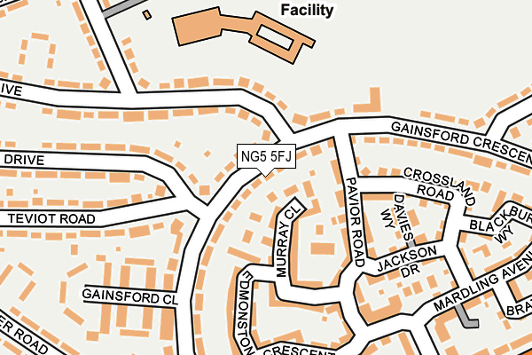 NG5 5FJ map - OS OpenMap – Local (Ordnance Survey) NG5 5FJ map - OS OpenMap – Local (Ordnance Survey)