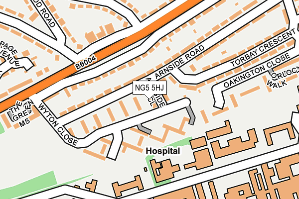 NG5 5HJ map - OS OpenMap – Local (Ordnance Survey) NG5 5HJ map - OS OpenMap – Local (Ordnance Survey)