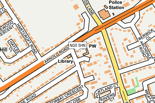NG5 5HN map - OS OpenMap – Local (Ordnance Survey) NG5 5HN map - OS OpenMap – Local (Ordnance Survey)