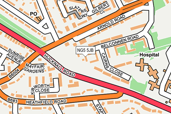NG5 5JB map - OS OpenMap – Local (Ordnance Survey) NG5 5JB map - OS OpenMap – Local (Ordnance Survey)