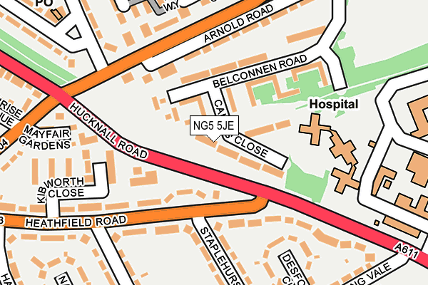 NG5 5JE map - OS OpenMap – Local (Ordnance Survey) NG5 5JE map - OS OpenMap – Local (Ordnance Survey)
