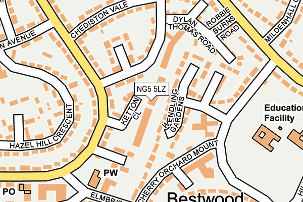 NG5 5LZ map - OS OpenMap – Local (Ordnance Survey) NG5 5LZ map - OS OpenMap – Local (Ordnance Survey)