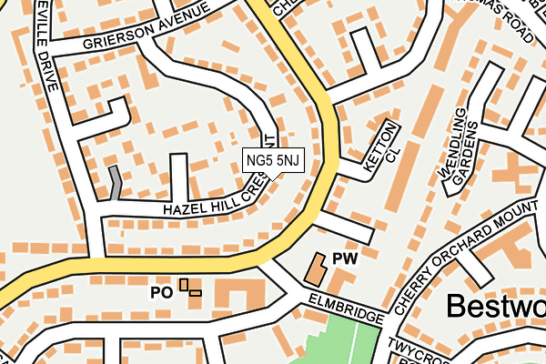 NG5 5NJ map - OS OpenMap – Local (Ordnance Survey) NG5 5NJ map - OS OpenMap – Local (Ordnance Survey)