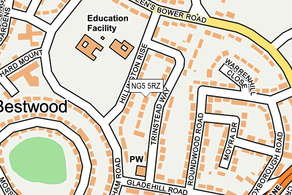 NG5 5RZ map - OS OpenMap – Local (Ordnance Survey) NG5 5RZ map - OS OpenMap – Local (Ordnance Survey)