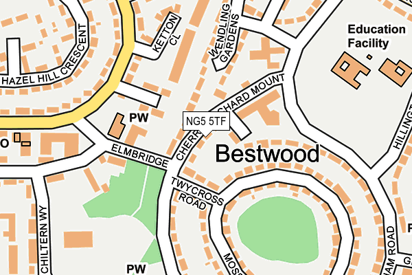 NG5 5TF map - OS OpenMap – Local (Ordnance Survey) NG5 5TF map - OS OpenMap – Local (Ordnance Survey)