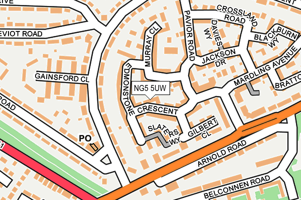 NG5 5UW map - OS OpenMap – Local (Ordnance Survey) NG5 5UW map - OS OpenMap – Local (Ordnance Survey)