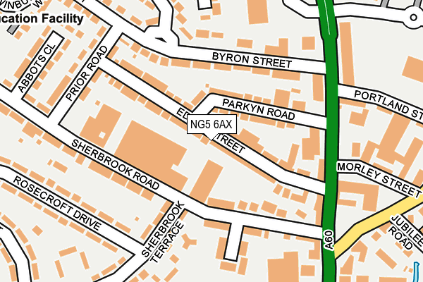 NG5 6AX map - OS OpenMap – Local (Ordnance Survey) NG5 6AX map - OS OpenMap – Local (Ordnance Survey)