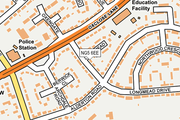 NG5 6EE map - OS OpenMap – Local (Ordnance Survey) NG5 6EE map - OS OpenMap – Local (Ordnance Survey)
