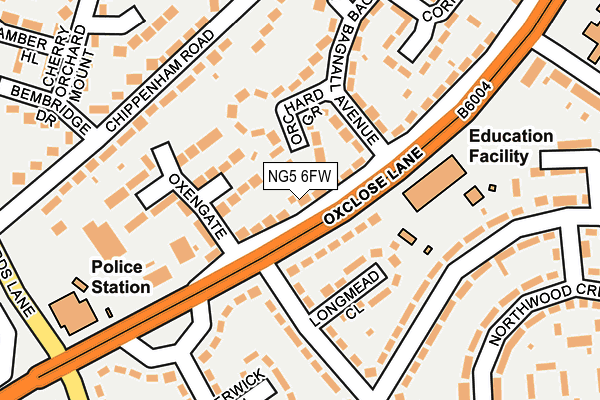 NG5 6FW map - OS OpenMap – Local (Ordnance Survey) NG5 6FW map - OS OpenMap – Local (Ordnance Survey)