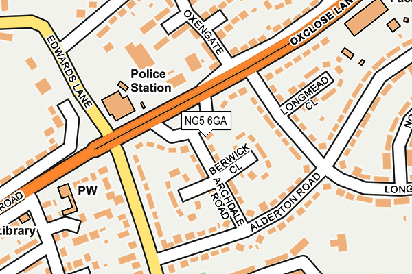 NG5 6GA map - OS OpenMap – Local (Ordnance Survey) NG5 6GA map - OS OpenMap – Local (Ordnance Survey)