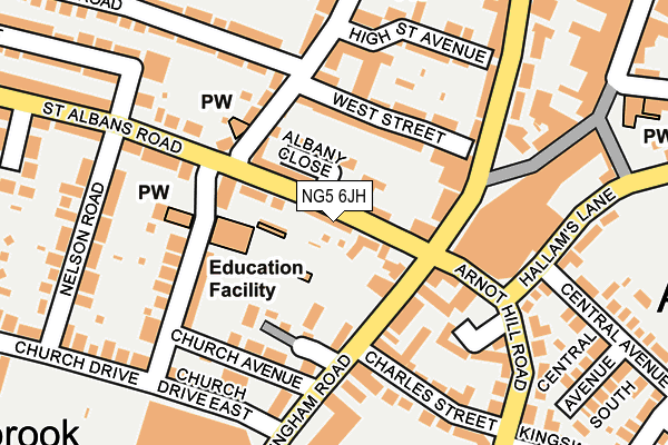 NG5 6JH map - OS OpenMap – Local (Ordnance Survey) NG5 6JH map - OS OpenMap – Local (Ordnance Survey)