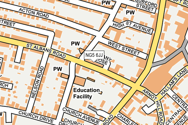 NG5 6JJ map - OS OpenMap – Local (Ordnance Survey) NG5 6JJ map - OS OpenMap – Local (Ordnance Survey)