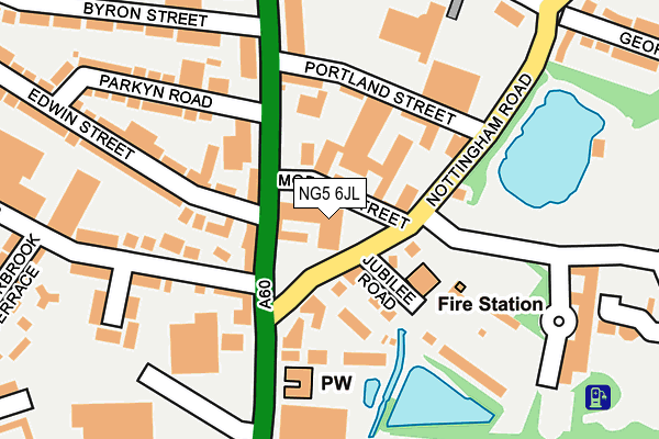 NG5 6JL map - OS OpenMap – Local (Ordnance Survey) NG5 6JL map - OS OpenMap – Local (Ordnance Survey)