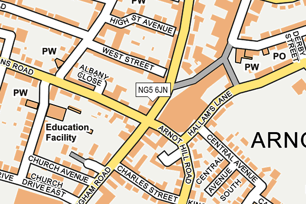 NG5 6JN map - OS OpenMap – Local (Ordnance Survey) NG5 6JN map - OS OpenMap – Local (Ordnance Survey)