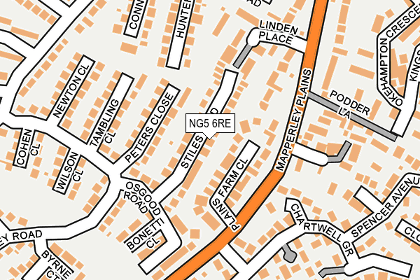 NG5 6RE map - OS OpenMap – Local (Ordnance Survey) NG5 6RE map - OS OpenMap – Local (Ordnance Survey)