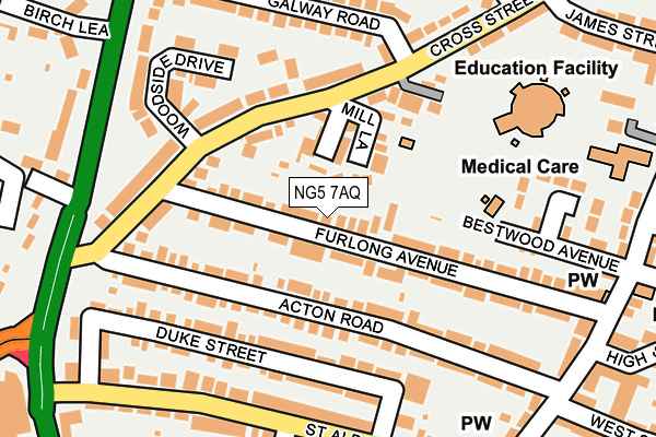 NG5 7AQ map - OS OpenMap – Local (Ordnance Survey) NG5 7AQ map - OS OpenMap – Local (Ordnance Survey)