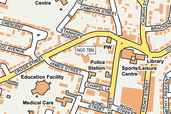 NG5 7BN map - OS OpenMap – Local (Ordnance Survey) NG5 7BN map - OS OpenMap – Local (Ordnance Survey)