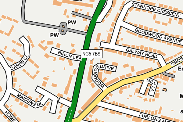 NG5 7BS map - OS OpenMap – Local (Ordnance Survey) NG5 7BS map - OS OpenMap – Local (Ordnance Survey)