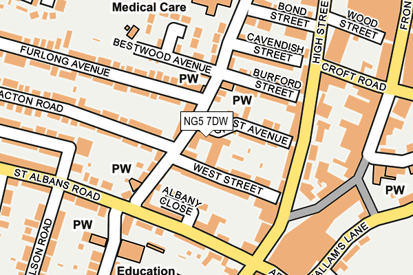 NG5 7DW map - OS OpenMap – Local (Ordnance Survey) NG5 7DW map - OS OpenMap – Local (Ordnance Survey)