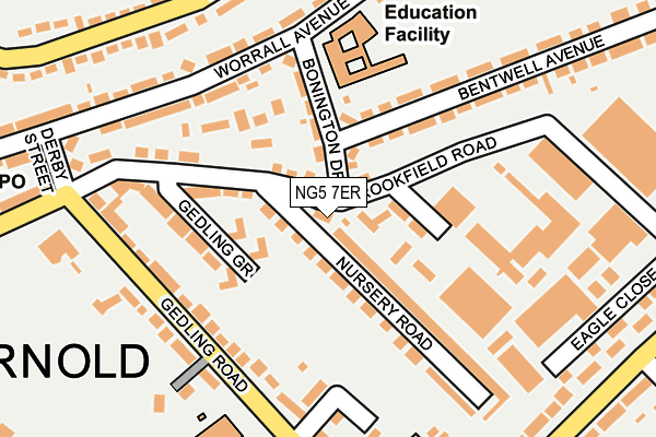 NG5 7ER map - OS OpenMap – Local (Ordnance Survey) NG5 7ER map - OS OpenMap – Local (Ordnance Survey)