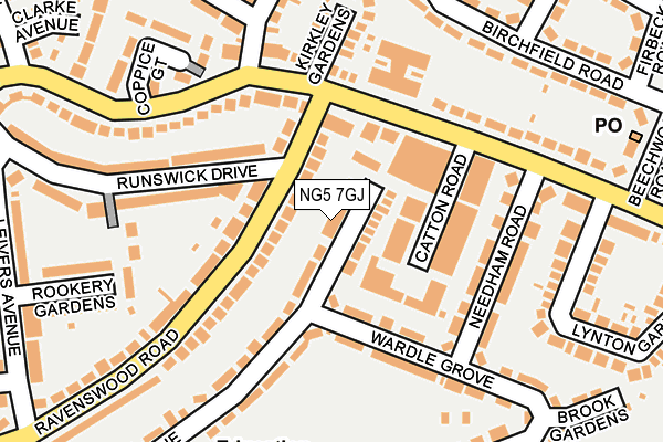 NG5 7GJ map - OS OpenMap – Local (Ordnance Survey) NG5 7GJ map - OS OpenMap – Local (Ordnance Survey)