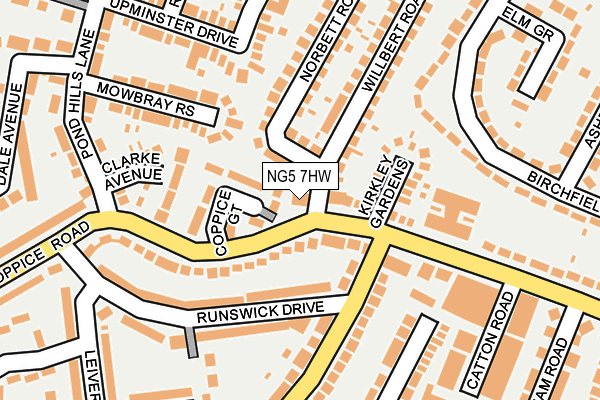NG5 7HW map - OS OpenMap – Local (Ordnance Survey) NG5 7HW map - OS OpenMap – Local (Ordnance Survey)
