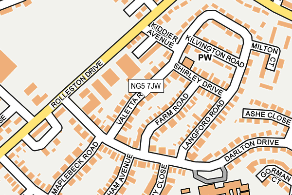 NG5 7JW map - OS OpenMap – Local (Ordnance Survey) NG5 7JW map - OS OpenMap – Local (Ordnance Survey)