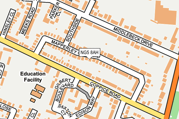 NG5 8AH map - OS OpenMap – Local (Ordnance Survey) NG5 8AH map - OS OpenMap – Local (Ordnance Survey)