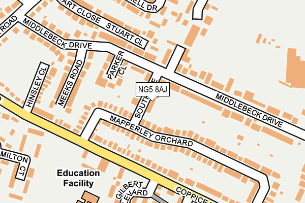 NG5 8AJ map - OS OpenMap – Local (Ordnance Survey) NG5 8AJ map - OS OpenMap – Local (Ordnance Survey)