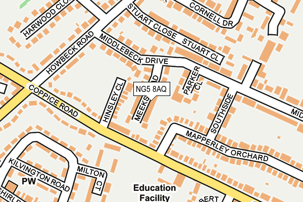 NG5 8AQ map - OS OpenMap – Local (Ordnance Survey) NG5 8AQ map - OS OpenMap – Local (Ordnance Survey)