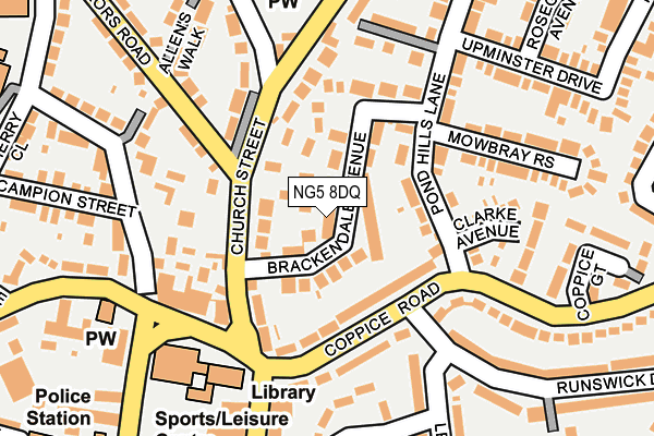 NG5 8DQ map - OS OpenMap – Local (Ordnance Survey) NG5 8DQ map - OS OpenMap – Local (Ordnance Survey)