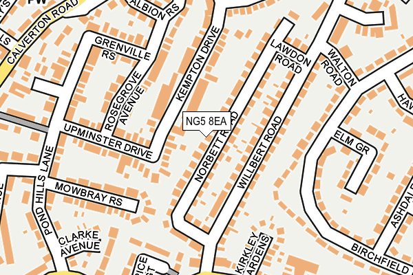 NG5 8EA map - OS OpenMap – Local (Ordnance Survey) NG5 8EA map - OS OpenMap – Local (Ordnance Survey)